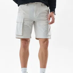 snitch Solid Men Beige Cargo Shorts image 1