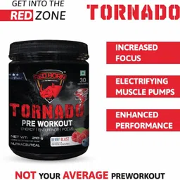 red horn Tornado Newly Launched Supplement|30 servings Pre Workout (210 g, green apple) Pre Workout image 5