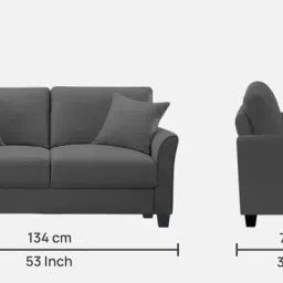 febonic Daroo Velvet 2 Seater Sofa in Davy Grey Colour image 2