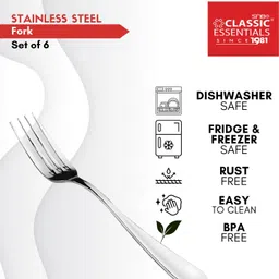 classic essentials Table Fork 18 cm Stainless Steel Dinner Fork Set image 3
