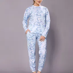 soor panchi Women Night Suit Set Light Blue Printed-picture-40