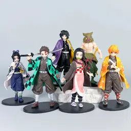 giftzy Demon Slayer 6 Piece 15CM Anime Set Collectible Action Figure Anime Toy for Fans image 1