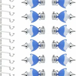 picamax Light Blue, White Rod Rail Bracket, Curtain Knobs, Tieback Hook, Tassels, Curtain Rods Metal-picture-12