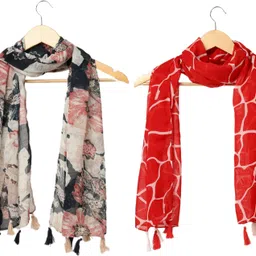 riddle needle Printed Chiffon Women Multicolor Scarf, Stole, Fancy Scarf-picture-27