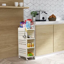 ada 4 -Tier Rolling Storage Shelf Basket Utility Cart Rack | Storage Organizer Cart Plastic Kitchen Trolley image 5