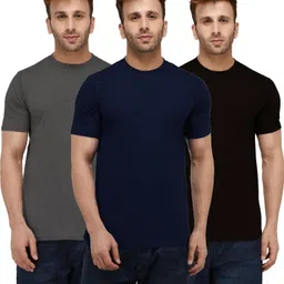 london hills Pack of 3 Men Solid Round Neck Cotton Blend Multicolor T-Shirt-picture-11
