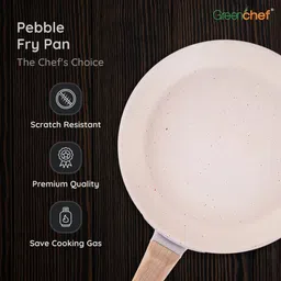 greenchef Granite Aluminium Die Cast Non Stick Heavy Bottom | Pasta | Breakfast Fry Pan 24 cm diameter with Lid 2 L capacity image 4