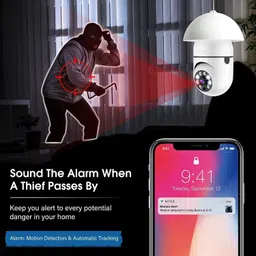 PERAMISYM Wireless WiFi Bulb Holder SPY 360 Light IP CCTV Camera Night Vision Remote Security Camera image 5