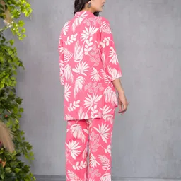 pimu Women Top & Pyjama Set Pink Printed image 2