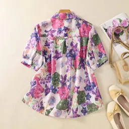 rieka Women Regular Fit Floral Print Wingtip Collar Casual Shirt image 2
