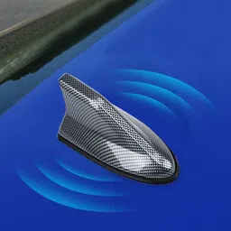 xzrtz Carbon Fiber Style Car SUV Roof Shark Fin Aerial FM/AM Radio Signal Antenna A194 Universal Black Car Roof Radio AM/FM Signal Shark Fin Style Aerial Antenna Cover A194 Satellite Vehicle Antenna image 2