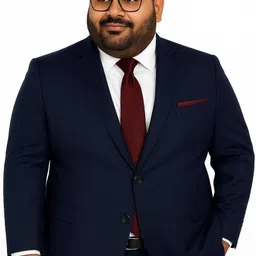 Men Plus/Big/Tall Size Navy Blue Suit for Party/Wedding/Marriage/Festivals Solid Suit-image-7