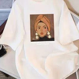 akiradvisory Women Printed Round Neck Cotton Blend White T-Shirt-picture-12