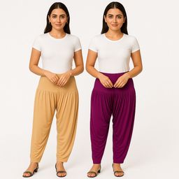 cozyplay Solid Viscose Women Harem Pants-picture-1