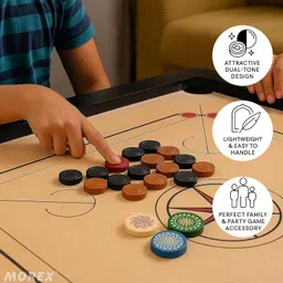 movex Morex Carrom Coins Set | 24 Wooden Coins & 3 Strikers for Kids & Adults Play Carrom Pawns image 2