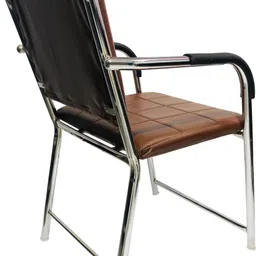 p p chair Visitor Chair home/office with arm Rest with Steel Frame and Cushioned seat Back Leatherette Office Arm Chair image 2