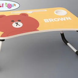 Brown Teddy Kids Study Table |Portable Laptop Table Foldable | Lapdesk Teddy Wood Portable Laptop Table-image-71