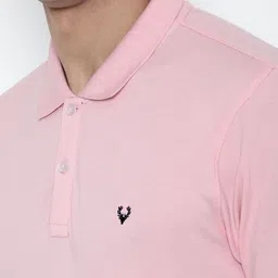 allen solly Men Solid Polo Neck Polycotton Pink T-Shirt image 4