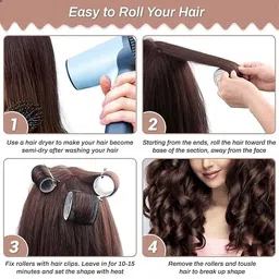 save SAVE® Self Grip Heatless Hair Rollers | Set of 20pcs | 4 Large & 4 Small Curlers | 12 Hair Clips | Overnight Hair Curlers to Sleep In | Heatless Curls | Heatless Hair Curler Roller | No Heat Curlers | Hair Rollers image 5