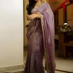 Anouk Embellished Tissue Saree image 1