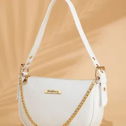 DressBerry White Textured Shoulder Bag-image-28