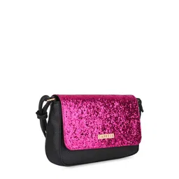 Caprese Black Printed Leather Structured Sling Bag image 2