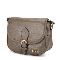 KLEIO Taupe Textured Structured Sling Bag image 4