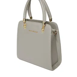 Lino Perros Grey Solid Handheld Bag with Sling Bag image 3