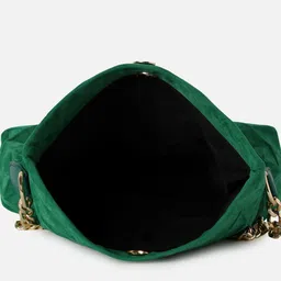 HAUTE SAUCE by Campus Sutra Green PU Structured Sling Bag with Quilted image 5