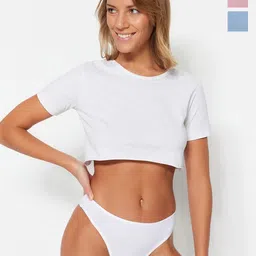 Trendyol Multicolour Solid Thong Briefs-image-88