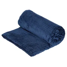 FABINALIV Navy Blue Striped Woollen Mild Winter 450 GSM Double Bed Comforter image 4