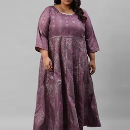 W Purple Women Plus Size Ethnic Motifs Maxi Dress-image-26