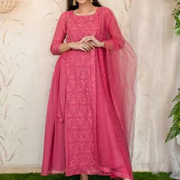 Label Shaurya Sanadhya Floral Embroidered Stones Embellished Kurta with Trousers & Dupatta-picture-19