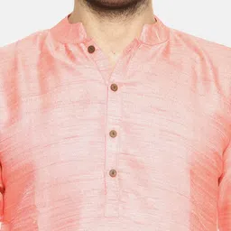 PAROKSH Men Pink Thread Work Pastels Dobby Kurta image 3