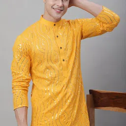 SOJANYA Ethnic Motifs Embroidered Sequinned Pure Cotton Kurta image 2