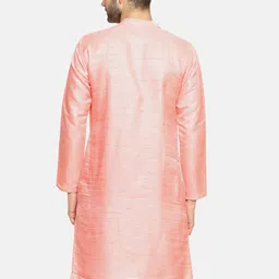 PAROKSH Men Pink Thread Work Pastels Dobby Kurta image 2