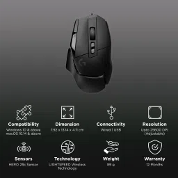 logitech G502 X Wired Optical Gaming Mouse (25600 DPI Adjustable, Dual-Mode Scroll Wheel, Black) image 2