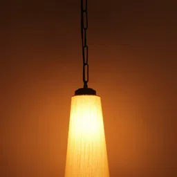 Devansh Cream Coloured Solid Conical Khadi Hanging Light image 4