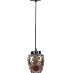 Devansh Black & Red Mosaic Glass Hanging Lamp image 5