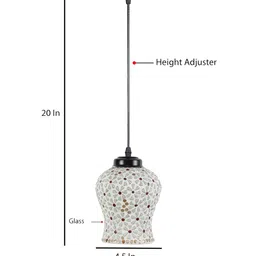 Devansh White & Grey Mosaic Glass Hanging Lamps image 2