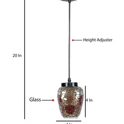 Devansh Black & Red Mosaic Glass Hanging Lamp image 3