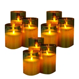 Kuber Industries 9Pcs Grey & Yellow LED Battery Candles For Home Decoration image 4