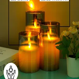 Kuber Industries 9Pcs Grey & Yellow LED Battery Candles For Home Decoration image 3