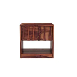 woodenmood Wave Solid Wood Bedside Table in Teak Finish image 3