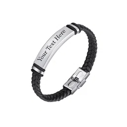 m men style Personalized Mens Custom ID Beads Engraving Names Stainless Steel Leather Bracelet for Men SBr102 image 1