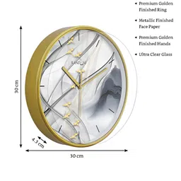 RANDOM Gold Toned & White Printed Contemporary Round Wall Clock image 5