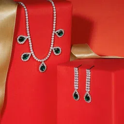 AMI Sliver-Plated Stone-Studded Jewellery Set image 1