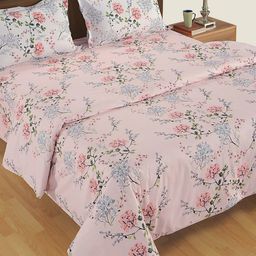 Swayam Grey & Pink Cotton 180TC Printed Bedding Set-picture-22