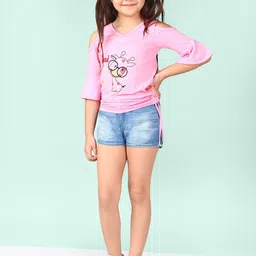 Naughty Ninos Girls Pink & Blue Top with Shorts-picture-44