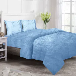 KLOTTHE Blue 4Pieces Solid Fitted Mild Winter Woolen Double King Bedding Set-picture-24